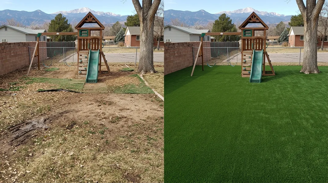 Result artificial grass installation in Colorado Springs - Colorado Springs Turf Installation